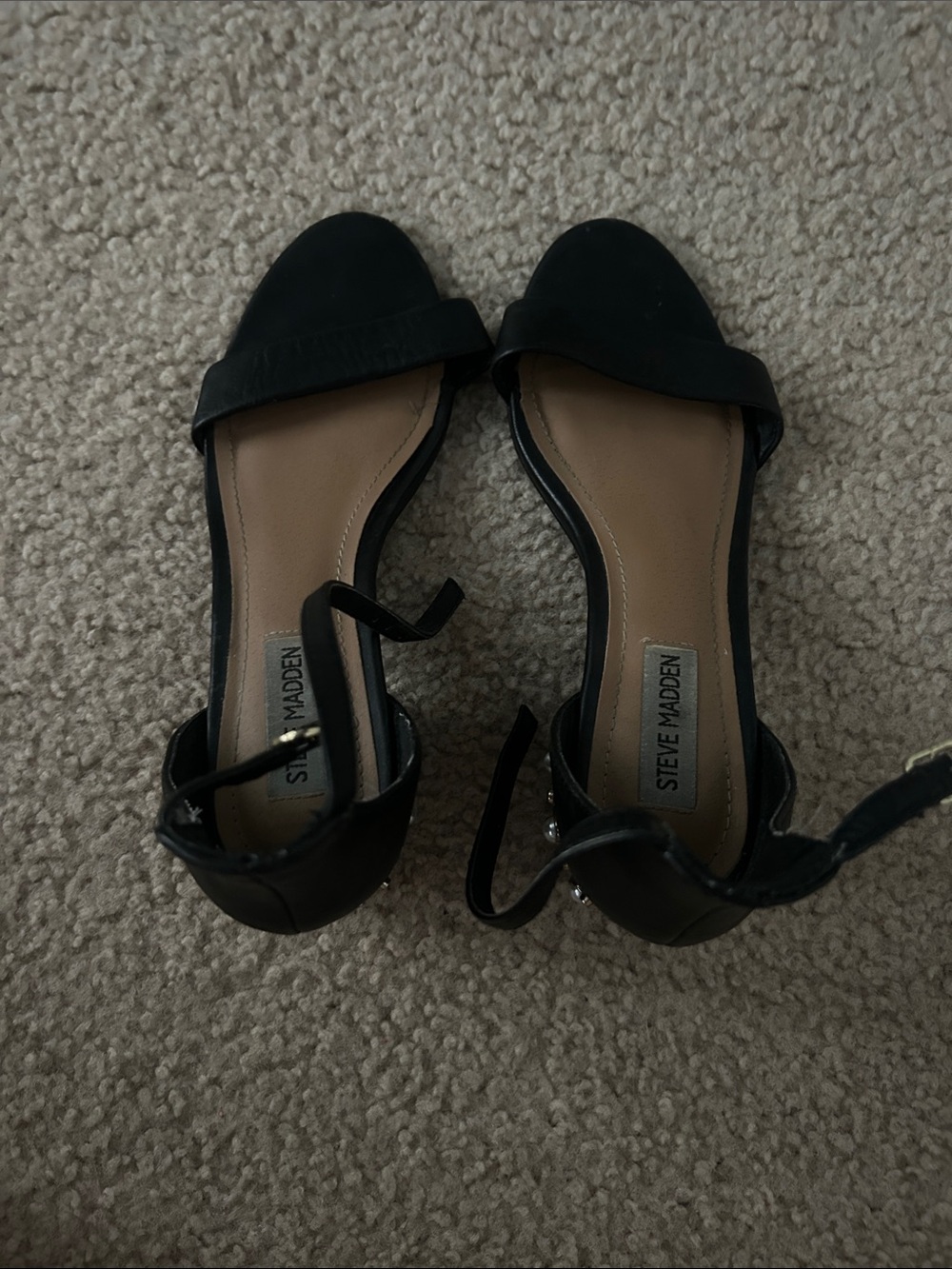 Steve Madden Black Open-Toe Ankle Strap Heels